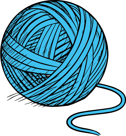 ball of blue yarn sketch