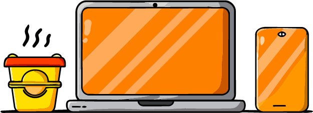 cup of coffee and devices